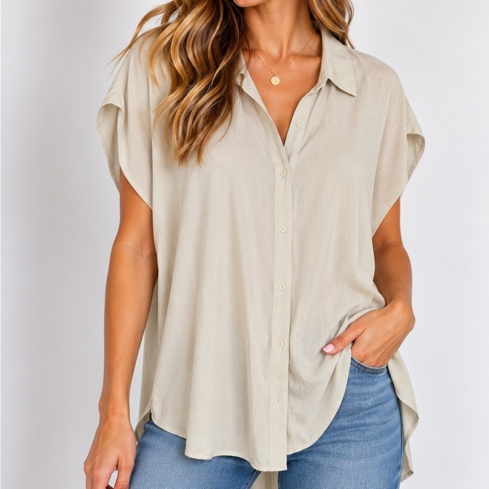 Eileen Fisher Silk Button Down Blouse Quiet Luxury Old Money Light Academia Chic